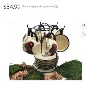 Cucina Italiana Ceramic 12pc Espresso Set With Caddy 6 Epresso Cups 6 Saucers.